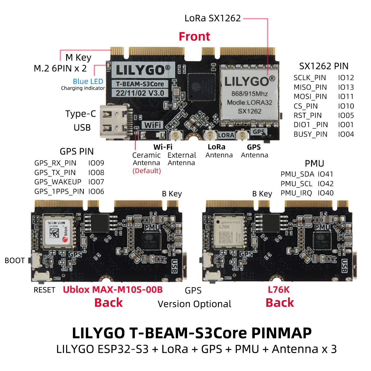 LILYGO T-BEAM-CORE V3.0 L76K U - Esp32 avaliação e preço